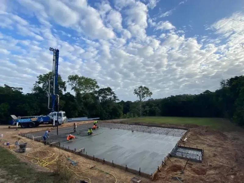 Concrete Slab Being Poured at a Construction Site — Far Northern Concrete Pumping, servicing Atherton QLD