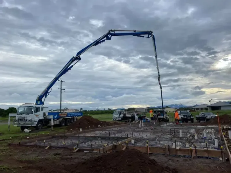 Concrete Being Poured With a Boom Pump — Far Northern Concrete Pumping, servicing Clifton Beach QLD