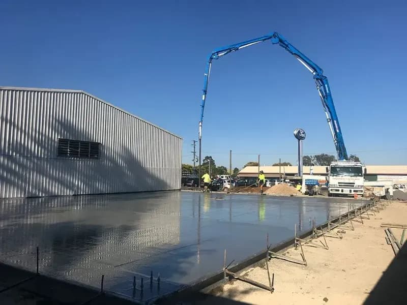 Concrete Pour at Construction Site With Pump Truck — Far Northern Concrete Pumping, servicing Innisfail QLD