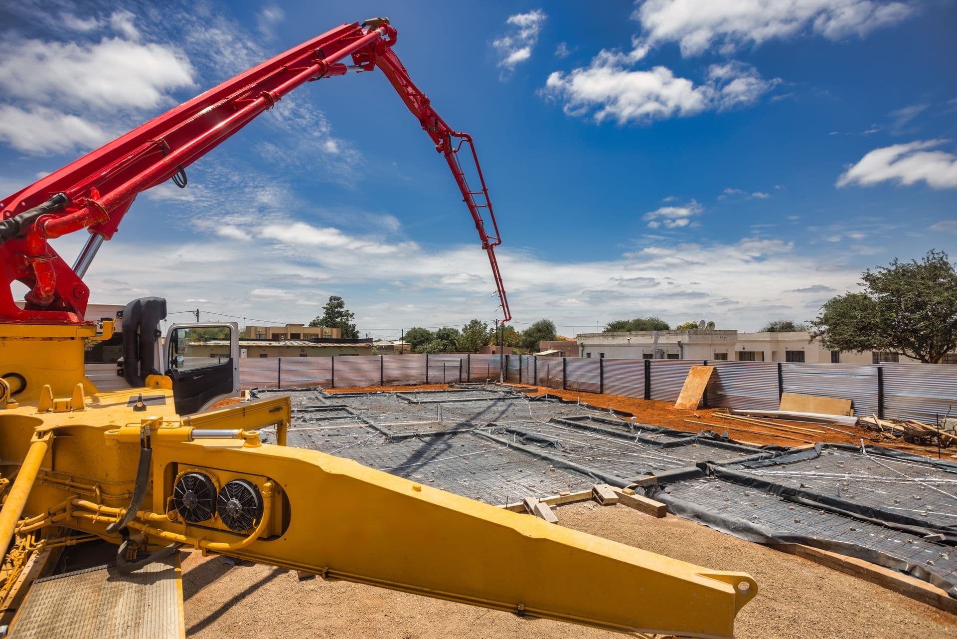 Concrete pump truck working on a site in Cairns
