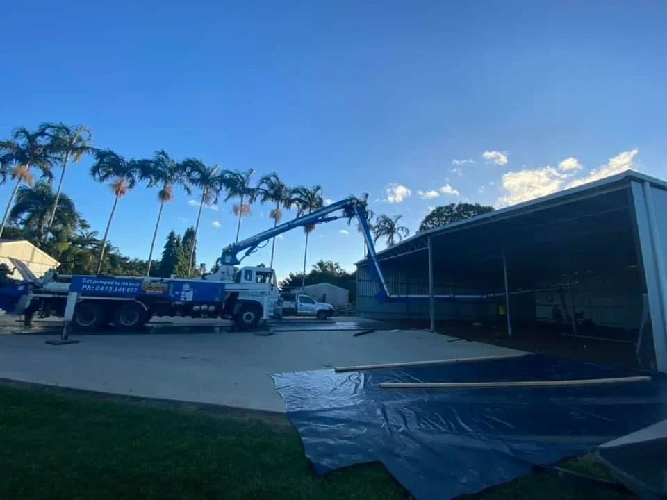 Concrete pump truck working on a site in Cape York
